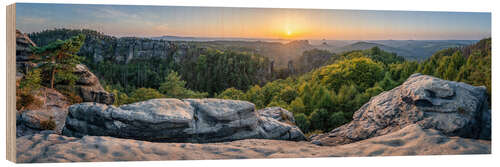 Quadro de madeira Sunset in Saxon Switzerland