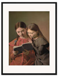 Gerahmter Kunstdruck Die Künstlerschwestern Signe und Henriette lesen ein Buch