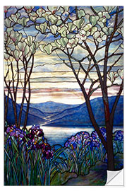 Sticker mural Vitrail Magnolias et Iris, Tiffany 1908