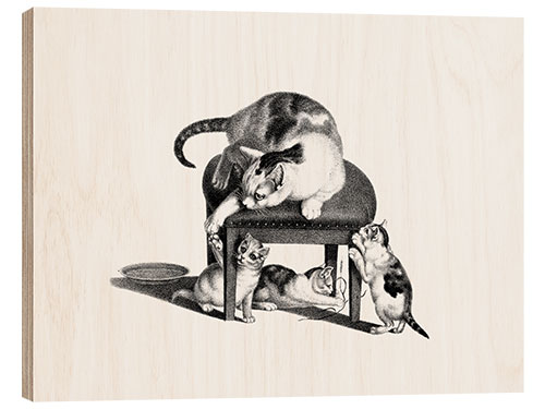 Wood print Cat on Stool