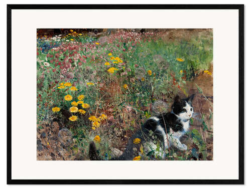 Framed art print Cat on a Flowery Meadow, 1887