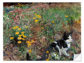 Vinilo para la pared Cat on a Flowery Meadow, 1887