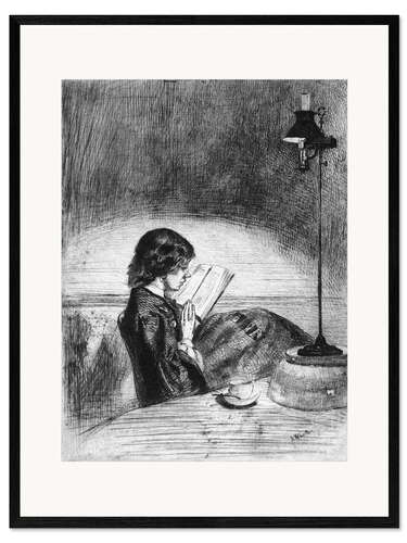 Framed art print Reading by Lamplight