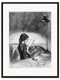 Stampa artistica con cornice Reading by Lamplight