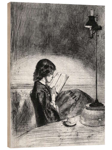 Quadro de madeira Reading by Lamplight