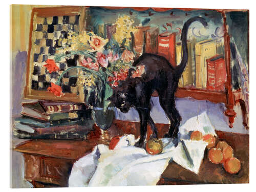 Akrylbillede Still Life with a Cat, Jean Joveneau