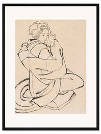 Gerahmter Kunstdruck Dame, die eine Katze hält