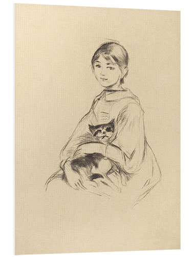 Foam board print Little Girl with Cat