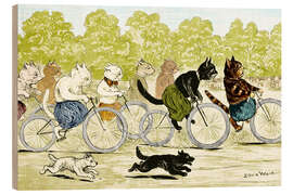 Cuadro de madera  Cats in a Bicycle Race, Hyde Park - Louis Wain