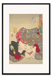 Gerahmter Kunstdruck Die Katze necken