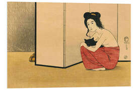 Foam board print Woman Holding a Black Cat, Friedrich Capelari