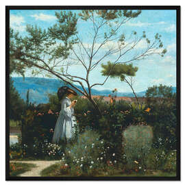 Gerahmter Kunstdruck Zwischen den Blumen im Garten