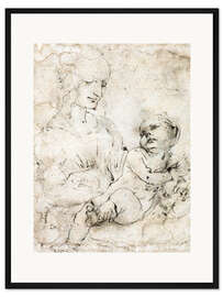 Gerahmter Kunstdruck Studie für Madonna der Katze