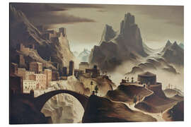 Magnettafel Stadt im Gebirge