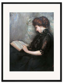 Gerahmter Kunstdruck Dame liest Gedichte, Ishibashi Kazunori