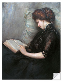 Selvklæbende plakat Lady Reading Poetry, Ishibashi Kazunori