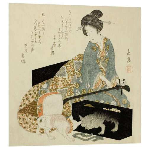 PVC print Woman with Shamisen and Cat