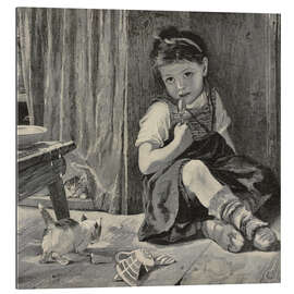 Cuadro de plexi-alu Young girl and a kitten which broke a cup