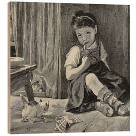 Trebilde Young girl and a kitten which broke a cup