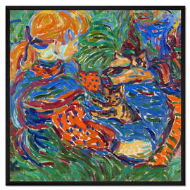 Gerahmter Kunstdruck Zwei mit Katze spielende Mädchen, 1907