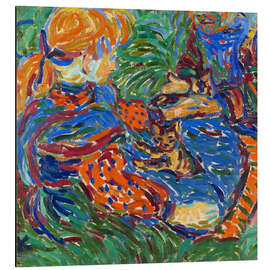 Magnettafel Zwei mit Katze spielende Mädchen, 1907