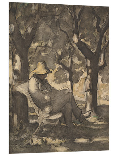 Foam board print A Man Reading in a Garden, 1865