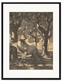 Framed art print A Man Reading in a Garden, 1865