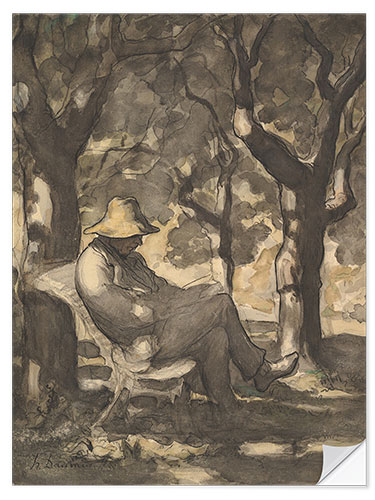 Wall sticker A Man Reading in a Garden, 1865