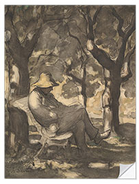 Selvklæbende plakat A Man Reading in a Garden, 1865