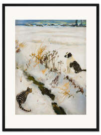 Gerahmter Kunstdruck Katze und Hund - Akseli Gallen-Kallela