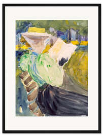 Gerahmter Kunstdruck Großes Boston Public Garden Skizzenbuch: Lesende Frau im Park