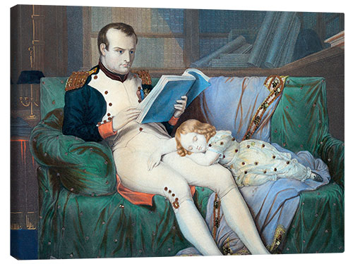Quadro em tela Napoleon Reading with Son