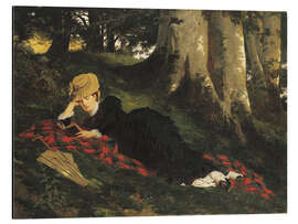 Alubild Lesende Frau im Wald, Gyula Benczúr, 1875