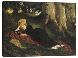 Leinwandbild Lesende Frau im Wald, Gyula Benczúr, 1875