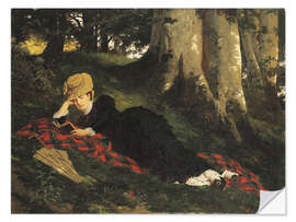 Wandsticker Lesende Frau im Wald, Gyula Benczúr, 1875