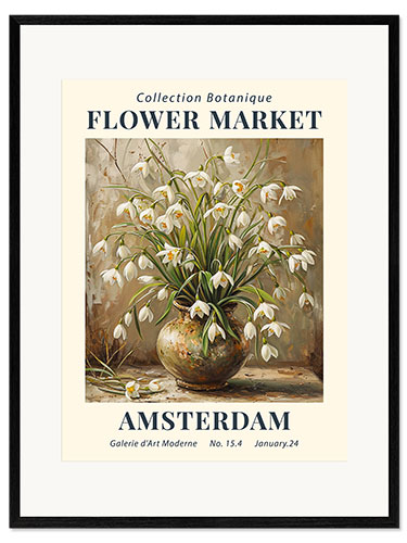 Ingelijste kunstdruk Flower Market Amsterdam