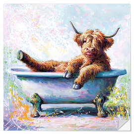 Sticker mural Splish Splash Baby Highland Cow