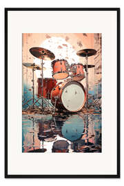 Gerahmter Kunstdruck Schlagzeug Spiegelung