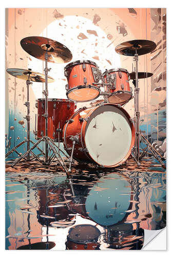 Selvklebende plakat Drum Serenity in Pastel Waters