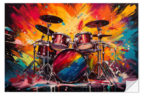 Naklejka na ścianę Vibrant Drumming Abstraction