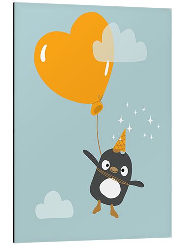 Alubild Kleiner Pinguin mit Ballon