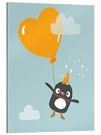 Tableau en plexi-alu Cute Penguin With Balloon