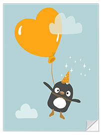 Naklejka na ścianę Cute Penguin With Balloon