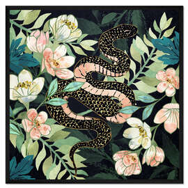 Gerahmter Kunstdruck Metallic Floral Snake