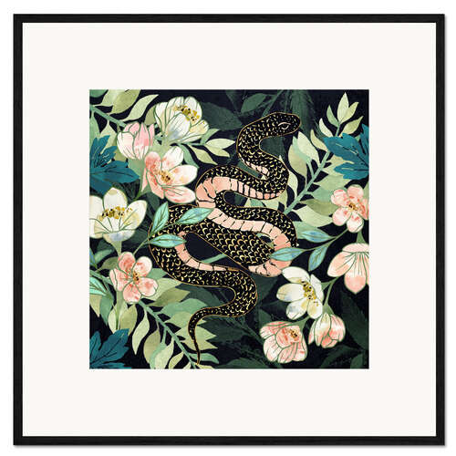 Kehystetty taidepainatus Metallic Floral Snake
