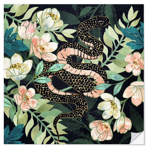 Wall sticker Metallic Floral Snake