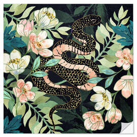 Wall sticker Metallic Floral Snake