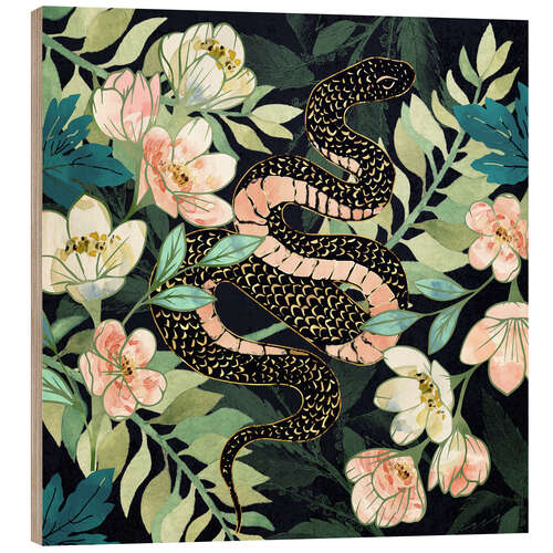 Cuadro de madera Metallic Floral Snake