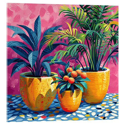 Tableau en verre acrylique Tropical plants in pots