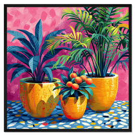 Gerahmter Kunstdruck Tropische Pflanzen in Töpfen